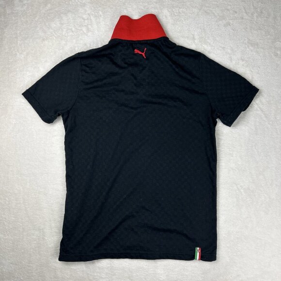 Puma X Ferrari T Shirt Men’s Size Small Logo Black Checkered Collared Red - Picture 9 of 9
